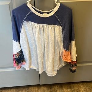 We the Free Blouse Top S White Friday Fever Oversized Bat Wing